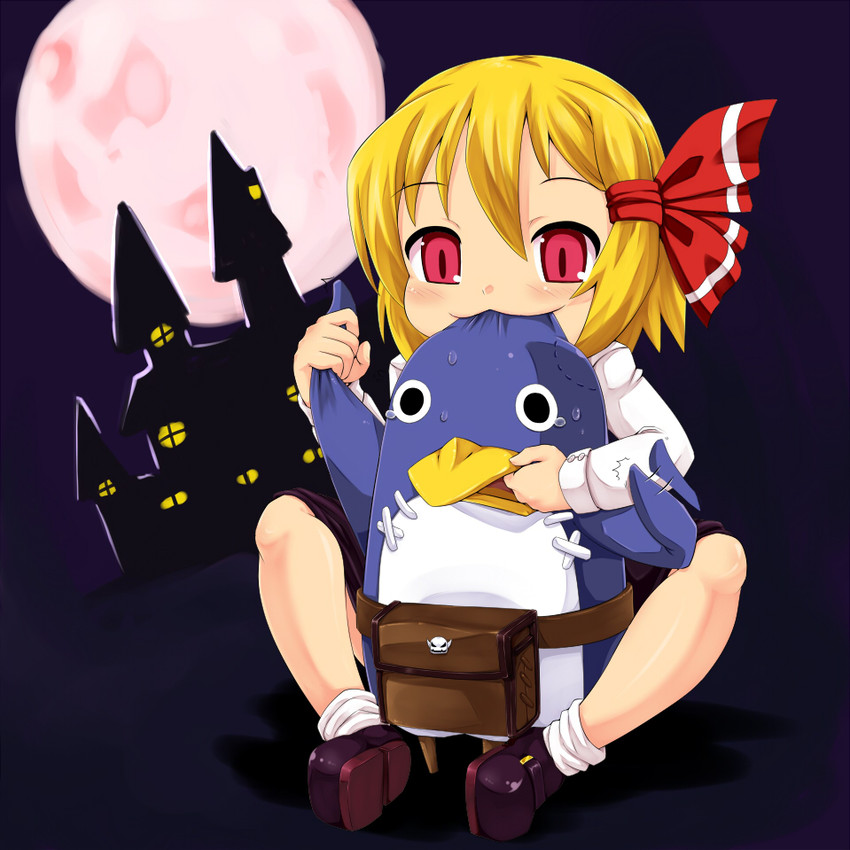 rumia and prinny (touhou and 1 more) drawn by amau_(kosmos)