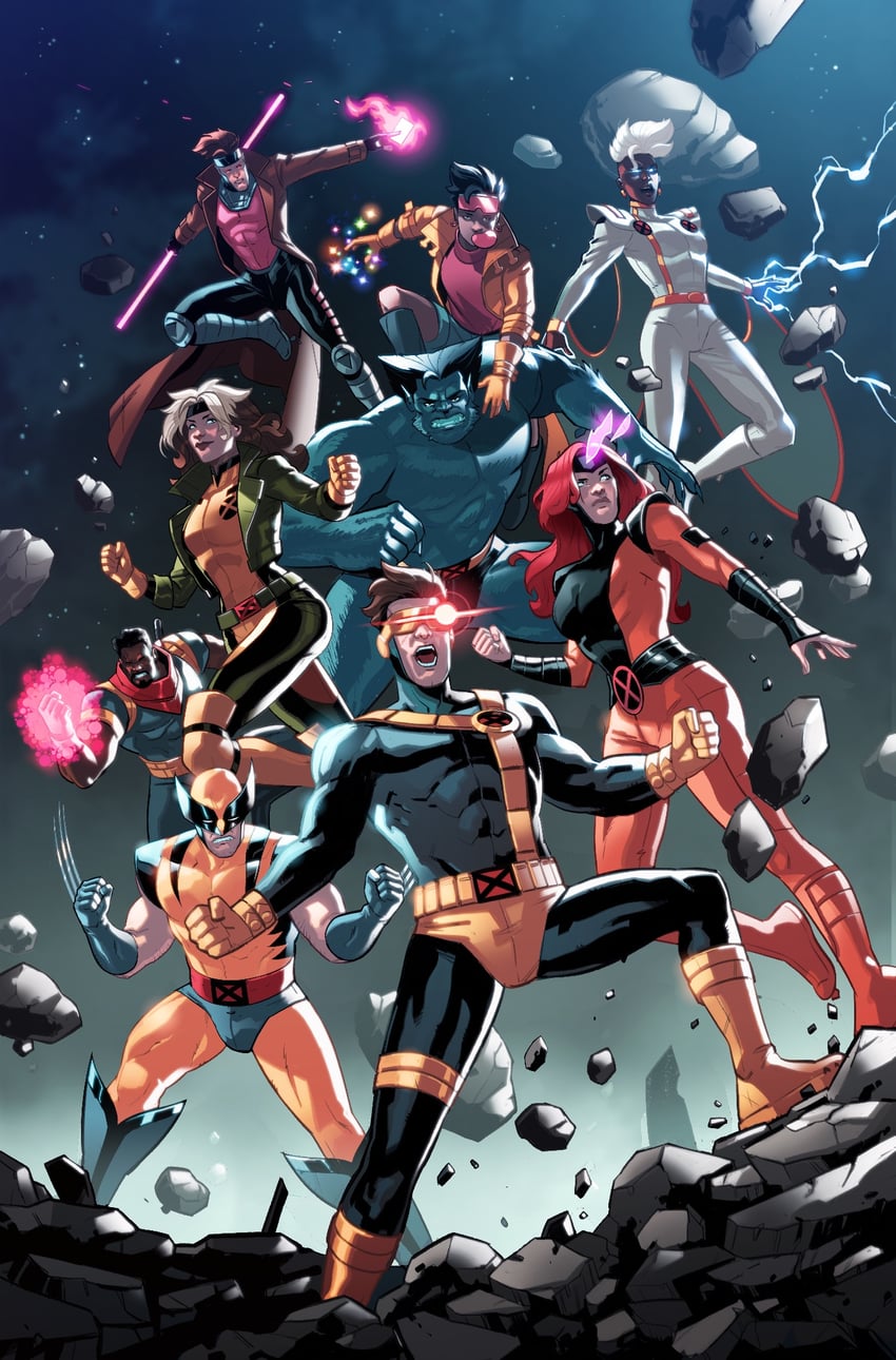 wolverine, storm, rogue, cyclops, jean grey, and 4 more (marvel and 2 more) drawn by stephen_byrne