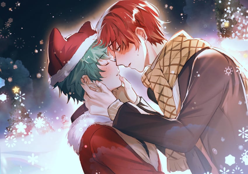 midoriya izuku and todoroki shoto (boku no hero academia) drawn by akira_aishi