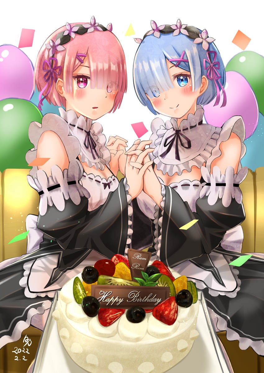 rem and ram (re:zero kara hajimeru isekai seikatsu) drawn by shironoidzumi