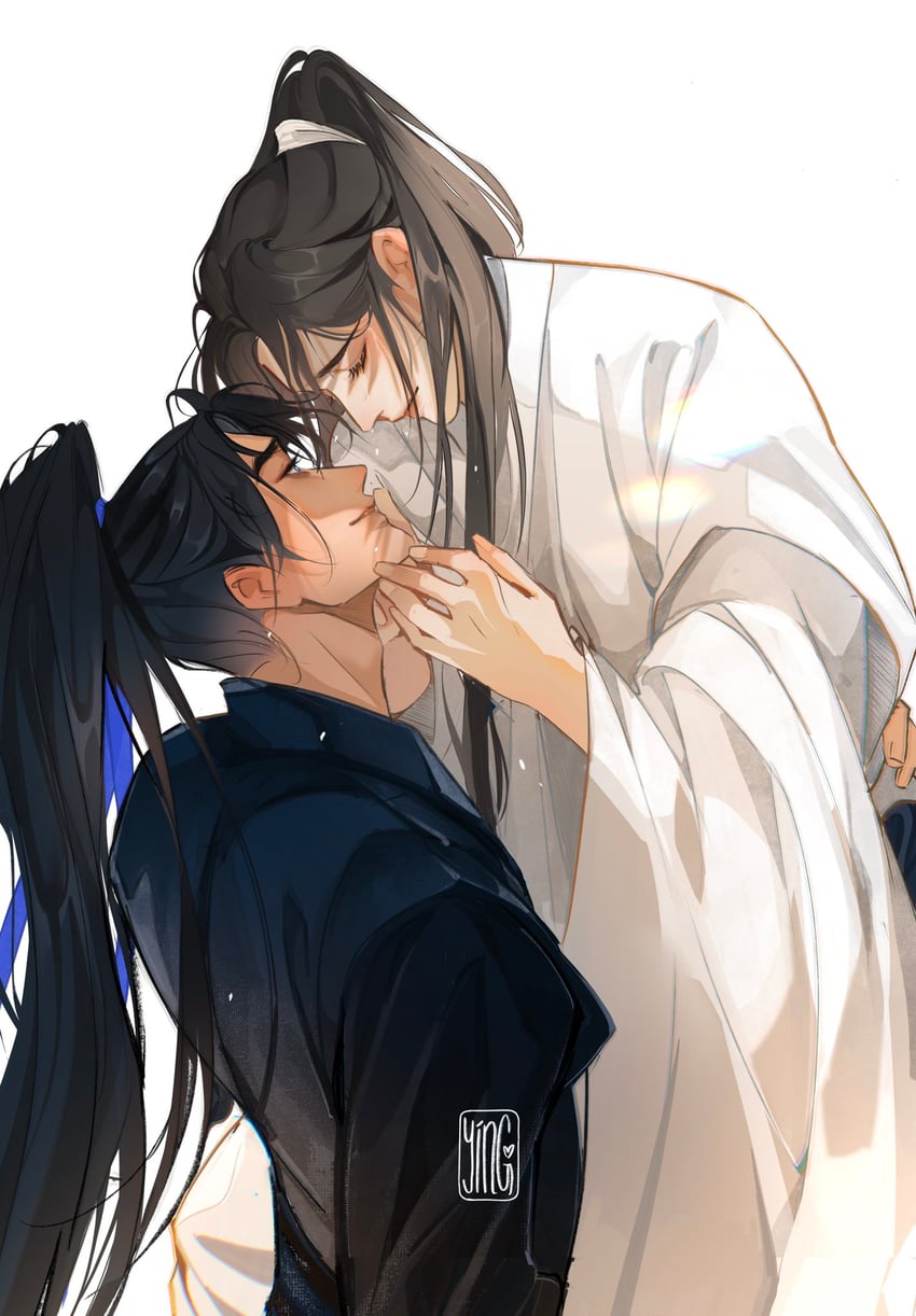 chu wanning and mo ran (erha he ta de bai mao shizun) drawn by fern_arts