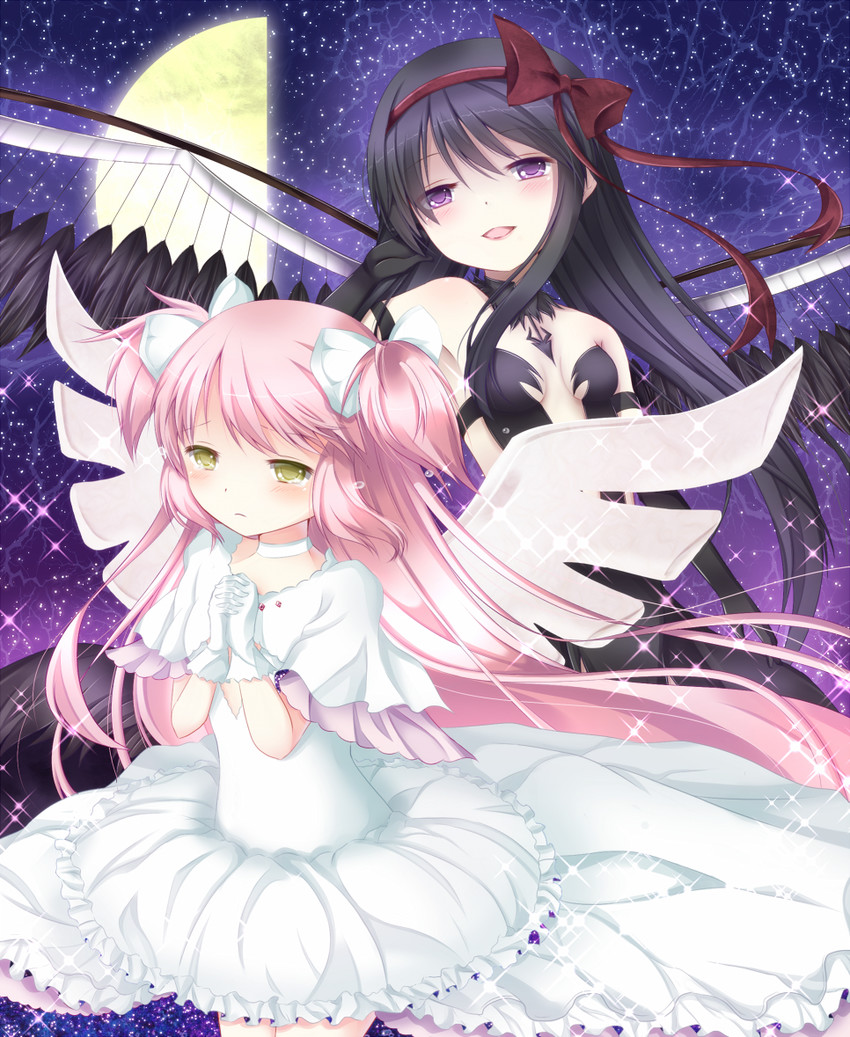 akemi homura, kaname madoka, ultimate madoka, and akuma homura (mahou shoujo madoka magica and 1 more) drawn by suzume_(chiro0326)