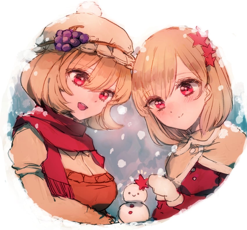 aki minoriko and aki shizuha (touhou) drawn by bura