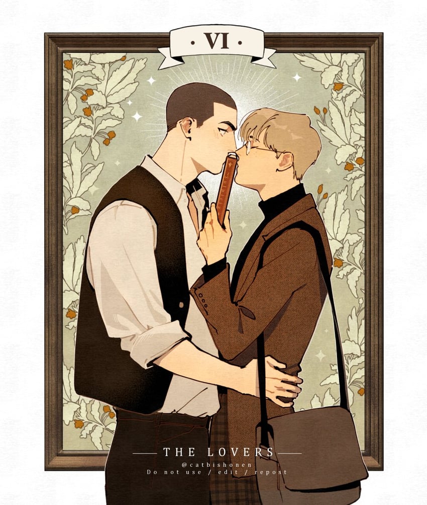 adam parrish and ronan lynch (the raven cycle) drawn by catbishonen