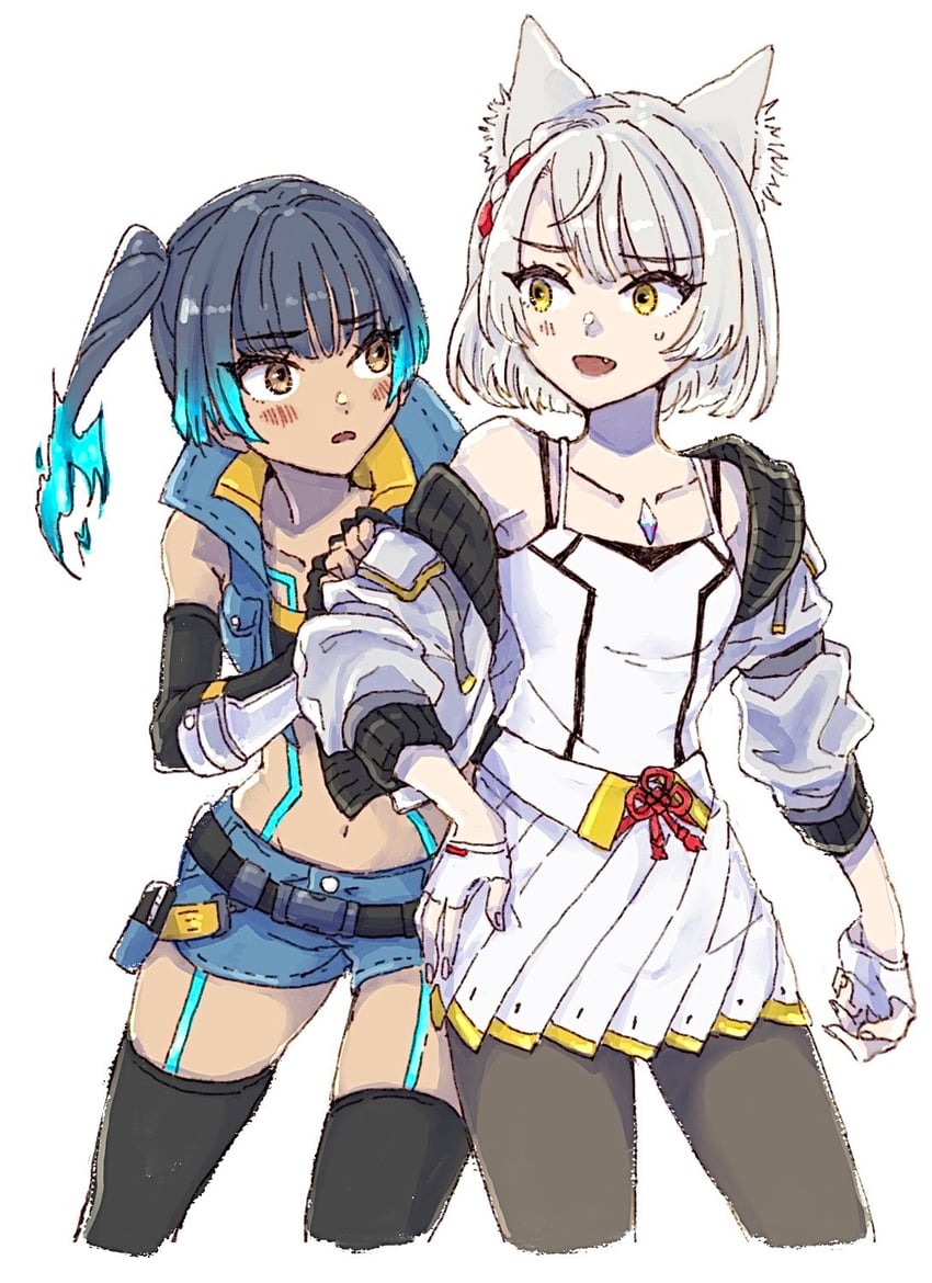 mio and sena (xenoblade chronicles and 1 more) drawn by gari_osushi