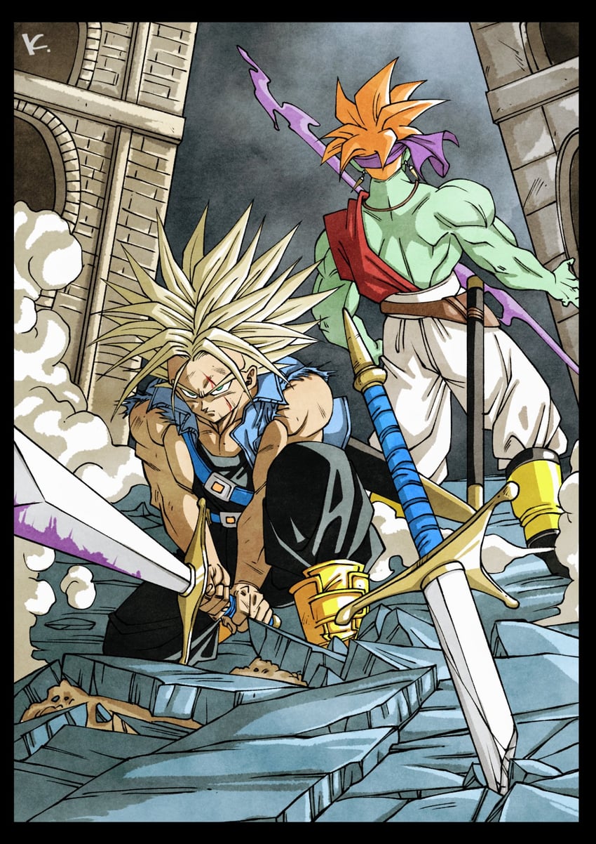 trunks and gokua (dragon ball and 1 more) drawn by kakeru_(dbskakeru)