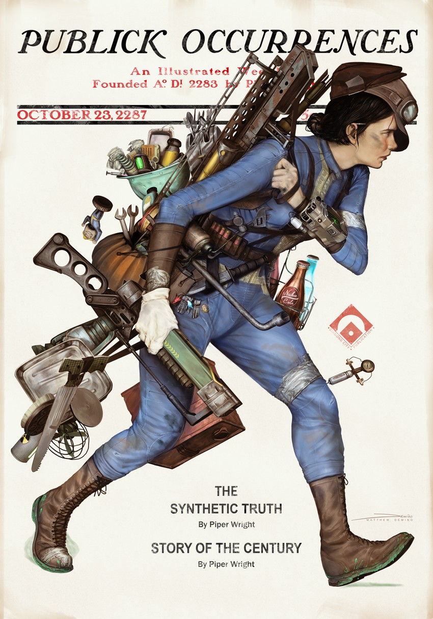 vault boy and piper wright (fallout and 1 more) drawn by matthew_demino