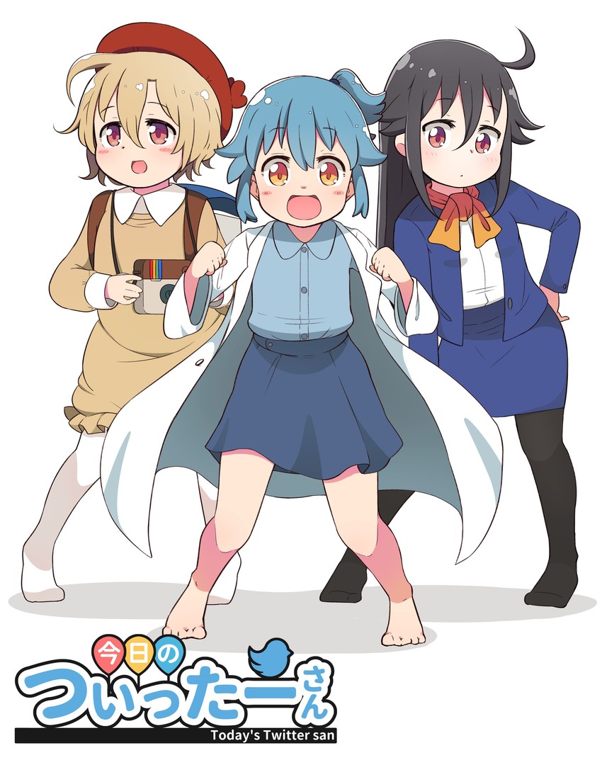 twitter-san, facebook-san, and instagram-san (original and 3 more) drawn by tsukigi