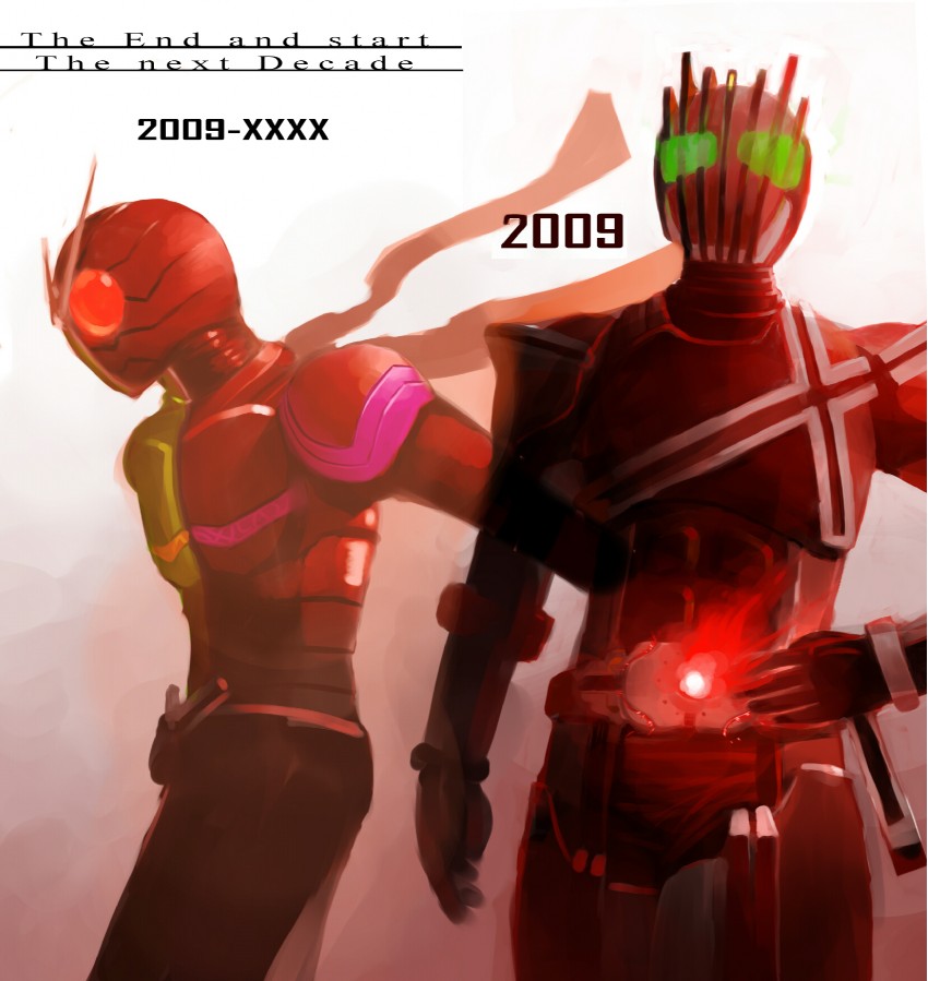 kamen rider decade and kamen rider double (kamen rider and 2 more) drawn by lamchunhin