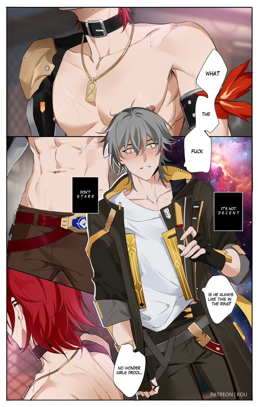 trailblazer, caelus, and luka (honkai and 1 more) drawn by yukaero4