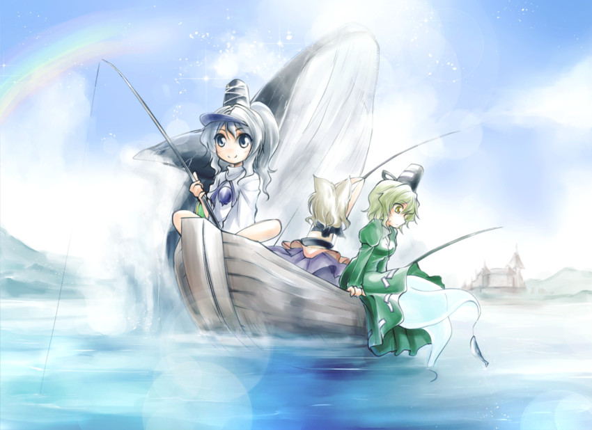 toyosatomimi no miko, mononobe no futo, and soga no tojiko (touhou) drawn by kakao_(noise-111)
