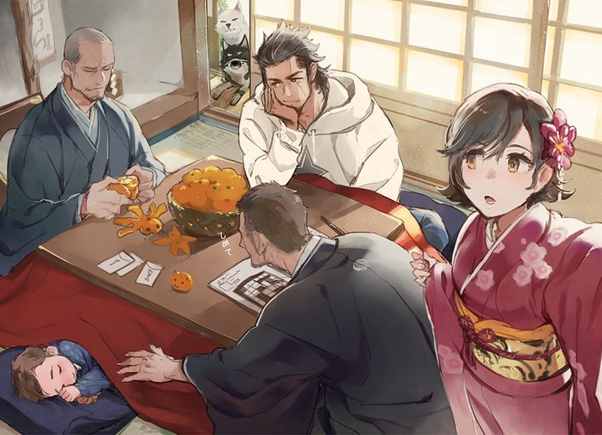 gladiolus amicitia, iris amicitia, cor leonis, umbra, pryna, and 2 more (final fantasy and 1 more) drawn by yuzukarin