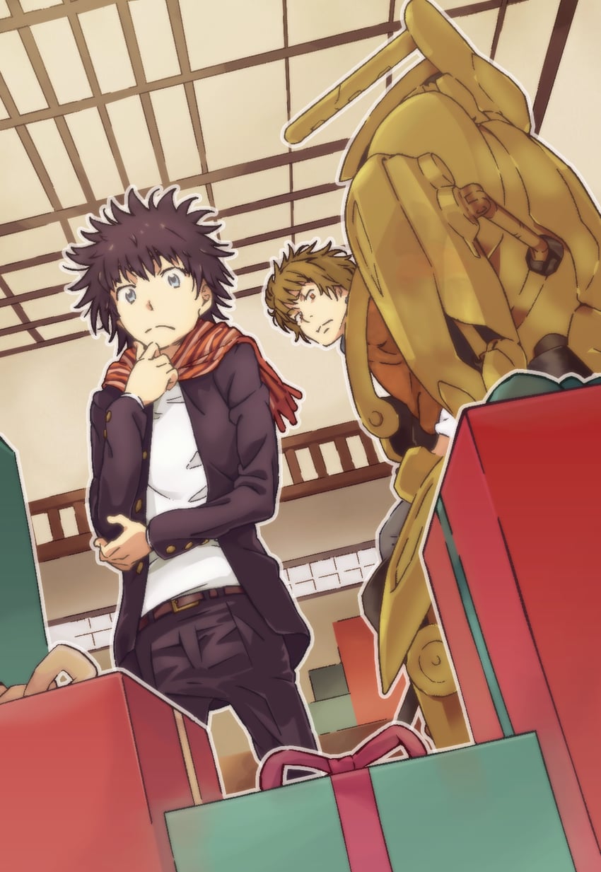 kamijou touma and hamazura shiage (toaru majutsu no index and 1 more) drawn by gazing_eye and haimura_kiyotaka