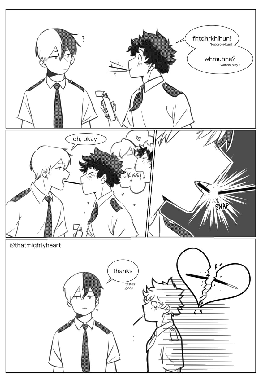 midoriya izuku and todoroki shoto (boku no hero academia) drawn by thatmightyheart