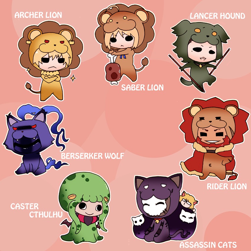 artoria pendragon, saber, gilgamesh, iskandar, diarmuid ua duibhne, and 6 more (fate and 5 more) drawn by ogachin