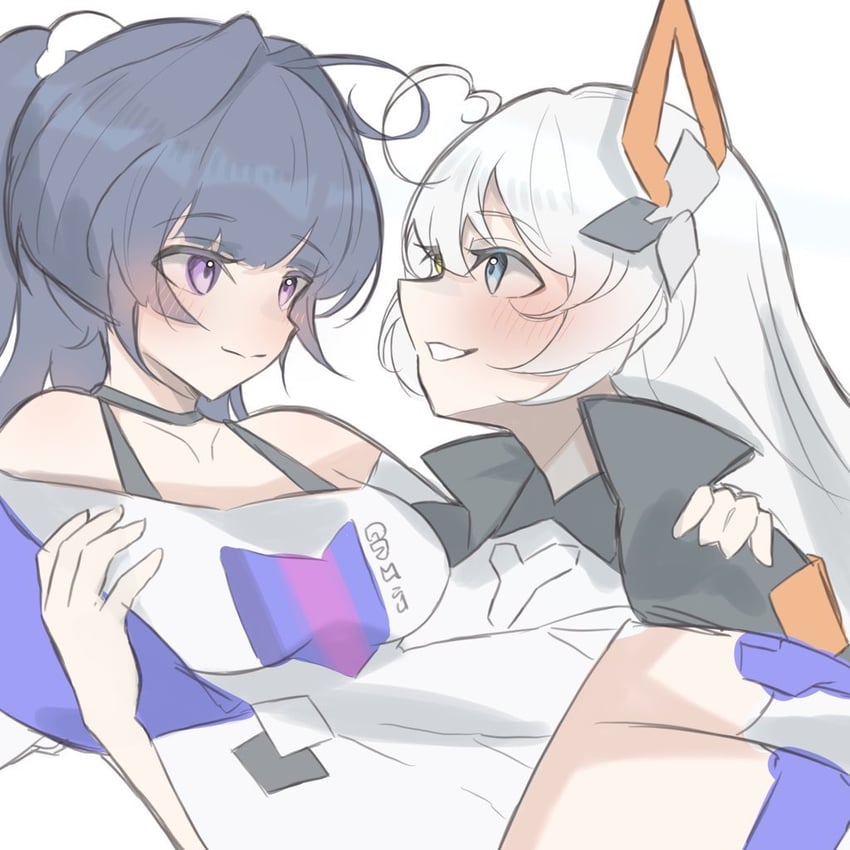 kiana kaslana and raiden mei (honkai and 1 more) drawn by niwa_x_4_torigairu