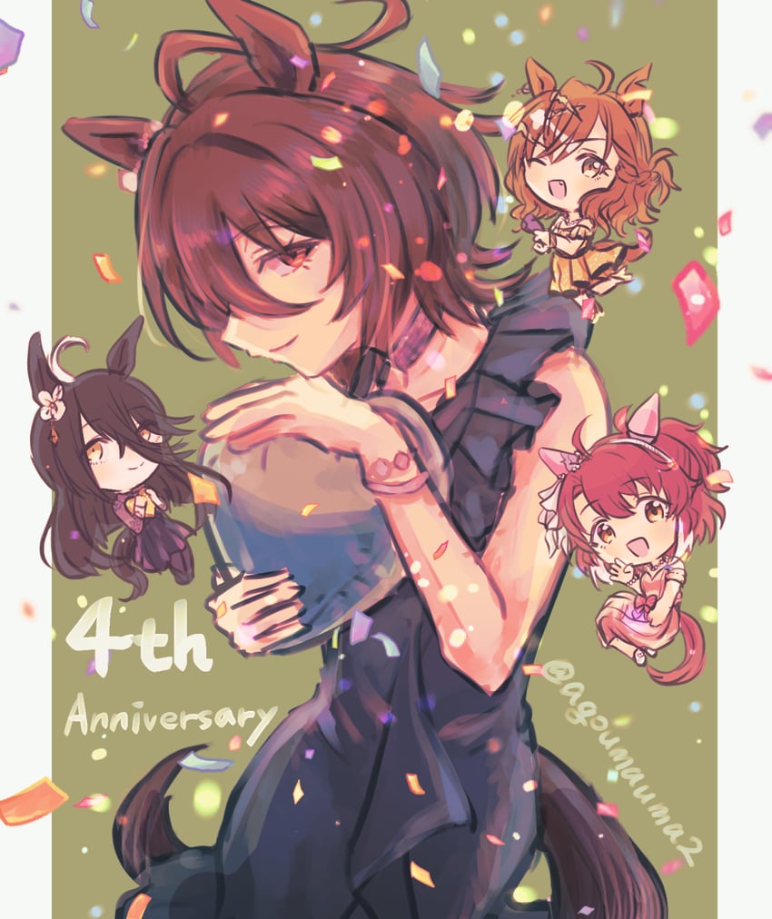 agnes tachyon, manhattan cafe, jungle pocket, and dantsu flame (umamusume) drawn by agoumauma2