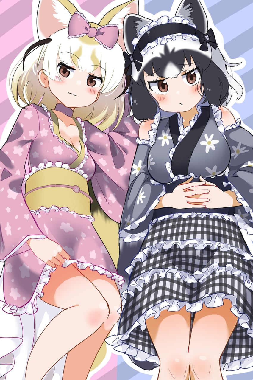 common raccoon and fennec (kemono friends) drawn by iwa_(iwafish)