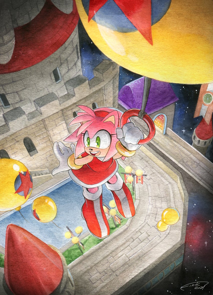 amy rose (sonic and 1 more) drawn by finik