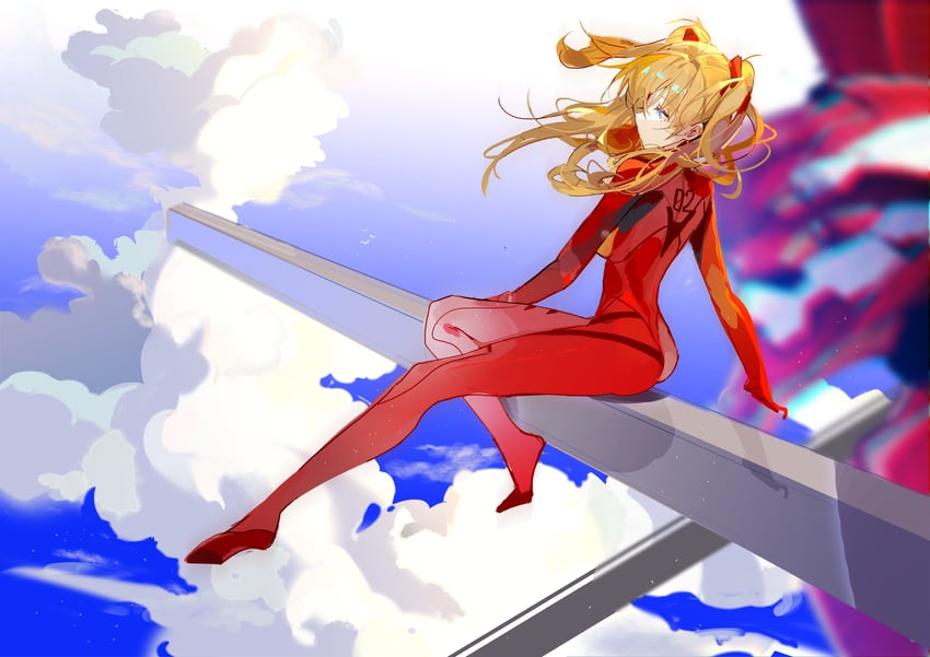 souryuu asuka langley and eva 02 (neon genesis evangelion) drawn by taiz22