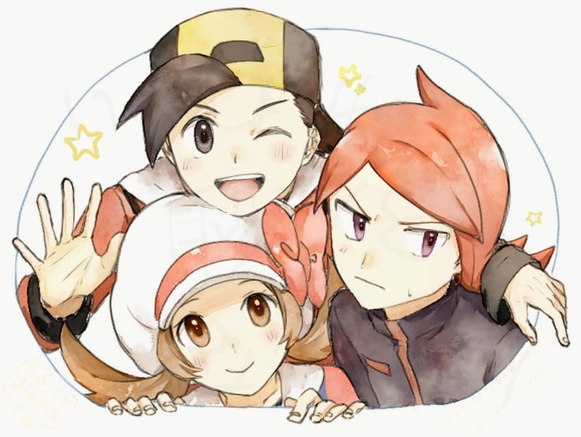 ethan, lyra, and silver (pokemon and 1 more) drawn by asuka_rkgk