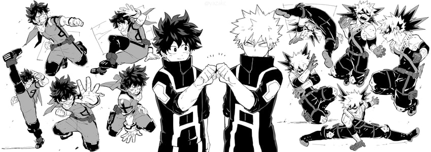 midoriya izuku and bakugou katsuki (boku no hero academia) drawn by yazaki_(yazakc)