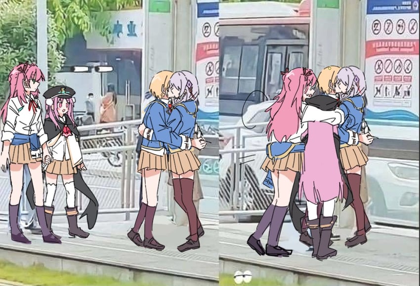 kayamori ruka, izumi yuki, kunimi tama, and aikawa megumi (heaven burns red) drawn by rantan_0925