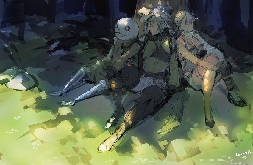 kaine, nier, and emil (nier) drawn by ninomae_ina'nis_(artist)
