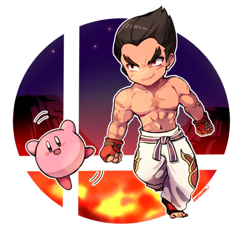kirby and mishima kazuya (kirby and 2 more) drawn by kotorai