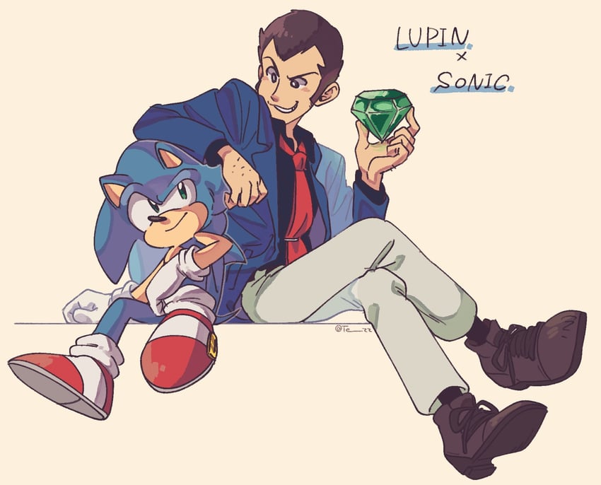sonic the hedgehog and arsene lupin iii (sonic and 1 more) drawn by tezz