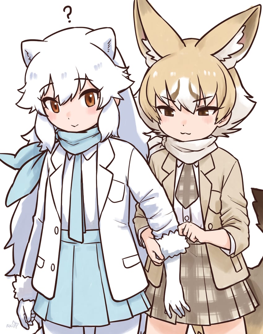 arctic fox and kit fox (kemono friends) drawn by rumenia_(ao2is)