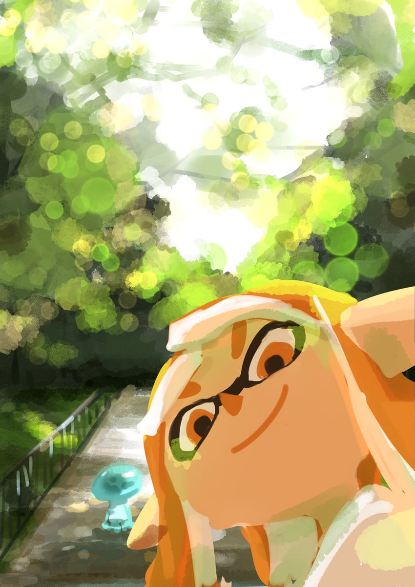 inkling player character, inkling girl, and jellyfish (splatoon) drawn by koike3582