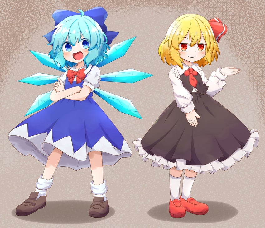 cirno and rumia (touhou) drawn by coruthi