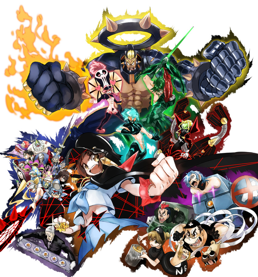mankanshoku mako, jakuzure nonon, gamagoori ira, sanageyama uzu, inumuta houka, and 19 more (kill la kill) drawn by comra