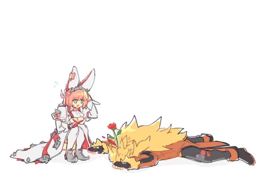 elphelt valentine and leo whitefang (guilty gear) drawn by hannim_7h