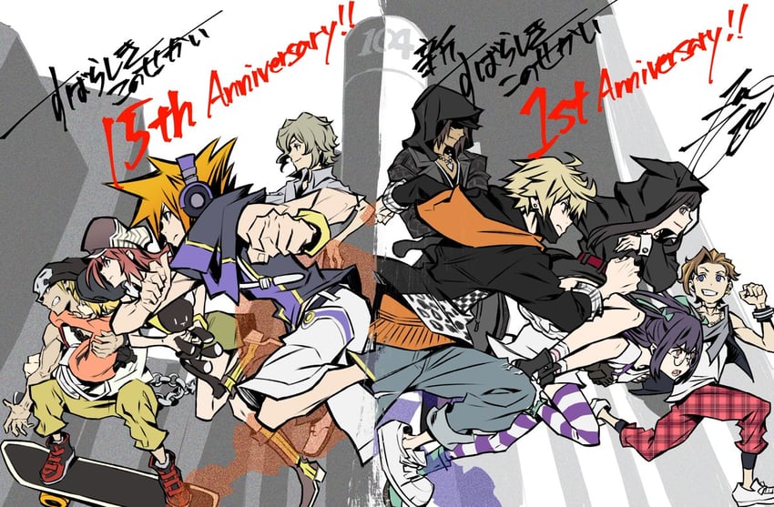 sakuraba neku, misaki shiki, nyantan, bito daisukenojo, kiryu yoshiya, and 6 more (subarashiki kono sekai and 1 more) drawn by kobayashi_gen