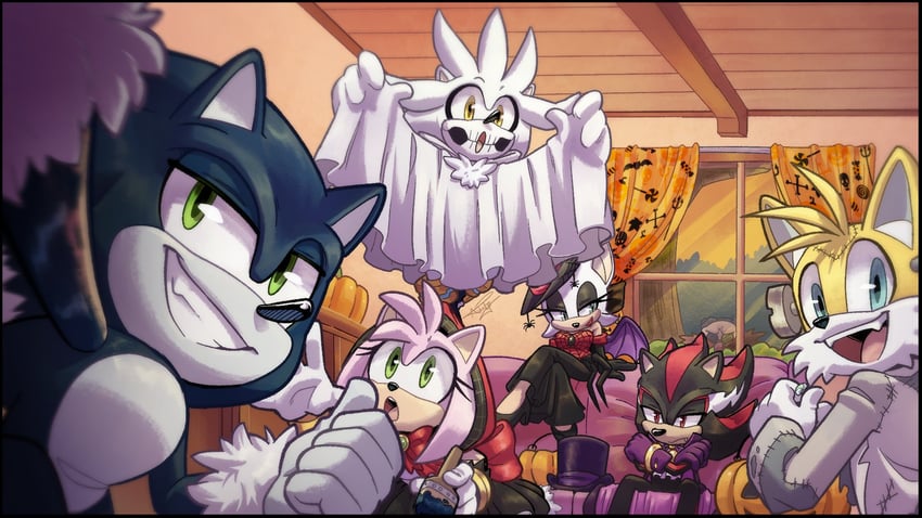 sonic the hedgehog, shadow the hedgehog, amy rose, rouge the bat, tails, and 3 more (sonic and 1 more) drawn by aideneye99