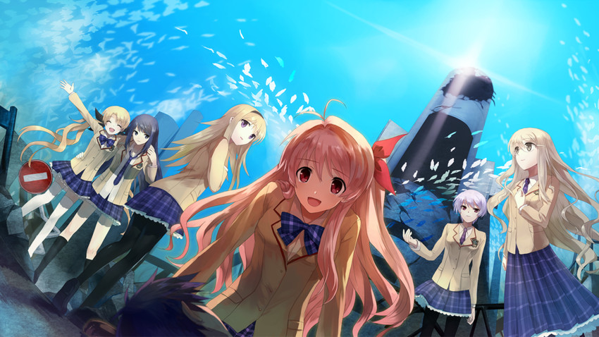 sakihata rimi, nishijou nanami, nishijou takumi, kishimoto ayase, orihara kozue, and 2 more (chaos;head) drawn by shion_(kizuro)