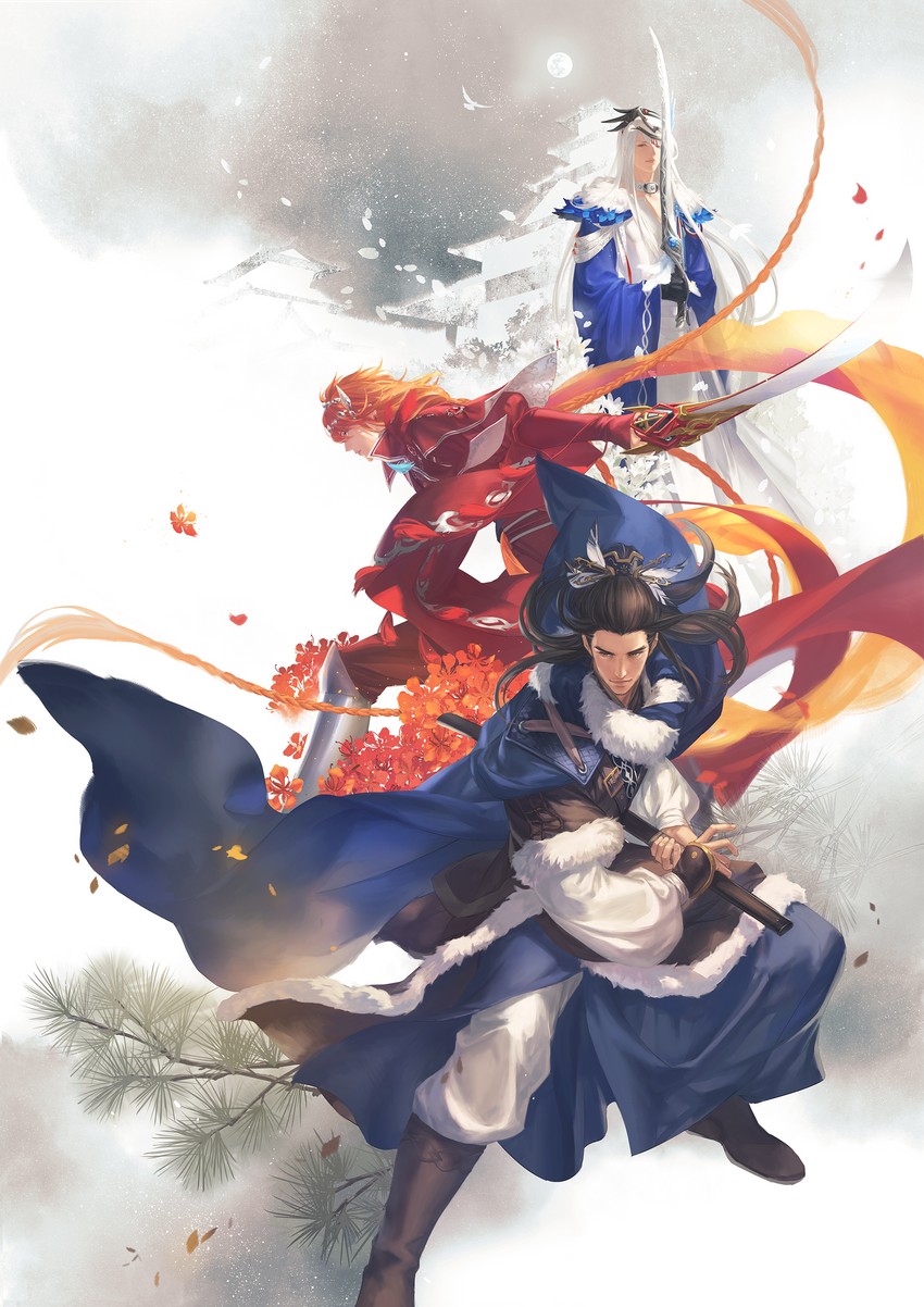 lin xue ya, shang bu huan, and lang wu yao (thunderbolt fantasy) drawn by qingxingzhen