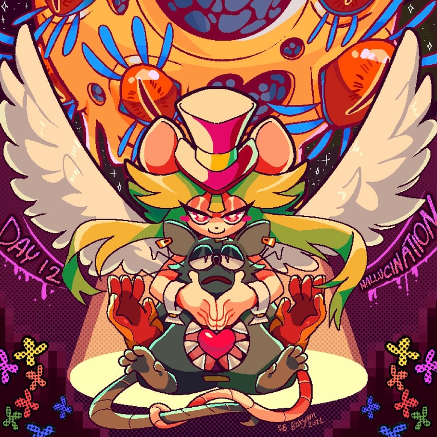 rat god, mad rat, heart, and mimolette (mad rat dead) drawn by boxyam