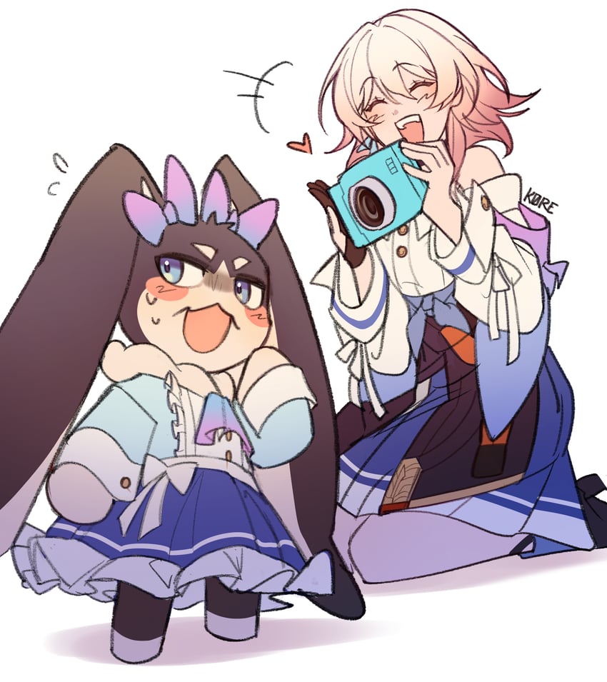 march 7th and pom-pom (honkai and 1 more) drawn by k0re_drawings