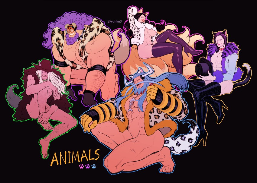 jesus burgess, avalo pizarro, lafitte, doc q, and catarina devon (one piece) drawn by youkan_(tako)