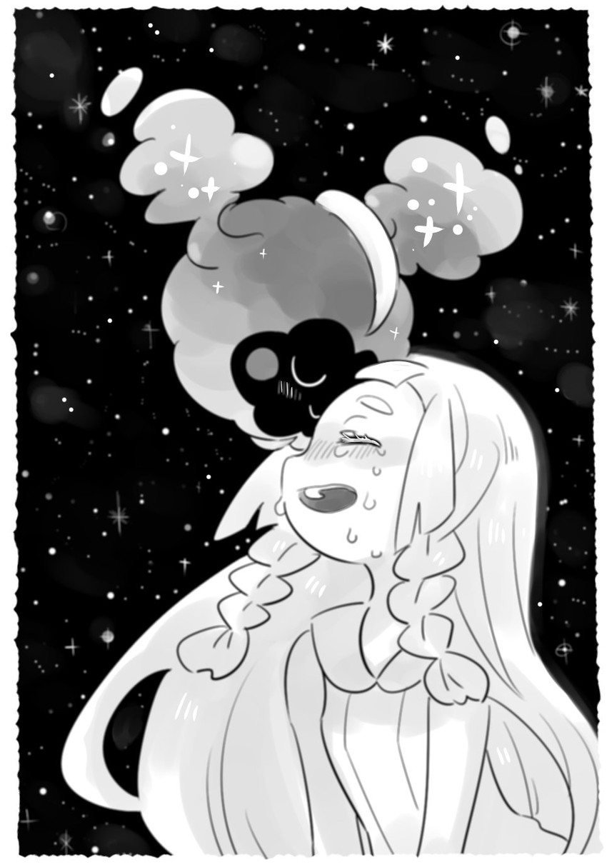 lillie and cosmog (pokemon and 1 more) drawn by amagaeru_(amapippi052525)
