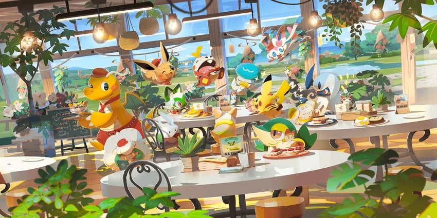 eevee, sylveon, sprigatito, snivy, absol, and 8 more (pokemon and 1 more) drawn by yamamoto_hiroyuki
