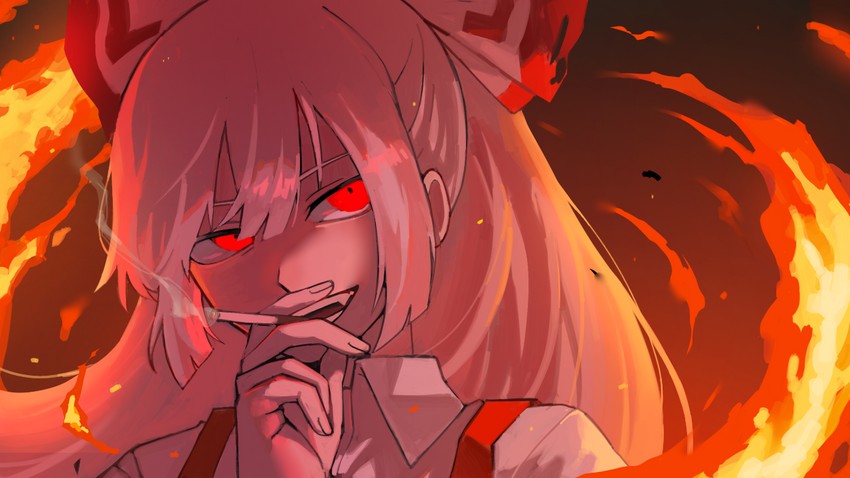 fujiwara no mokou (touhou) drawn by katsuo_(raise_ha_maguro)