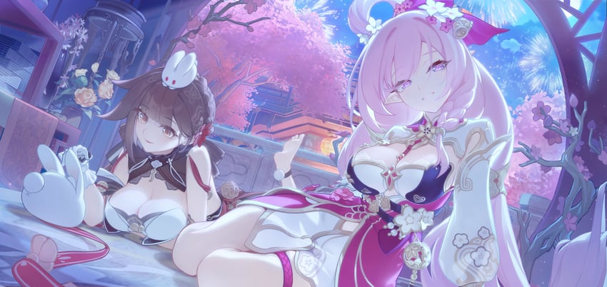 elysia and li sushang (honkai and 1 more) drawn by nhan