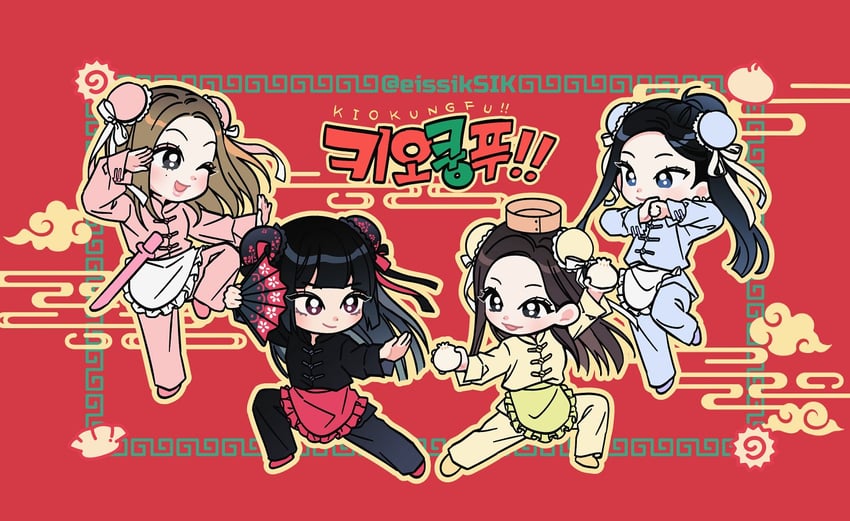 haneul, belle, natty, and julie (real life and 1 more) drawn by eissiksik