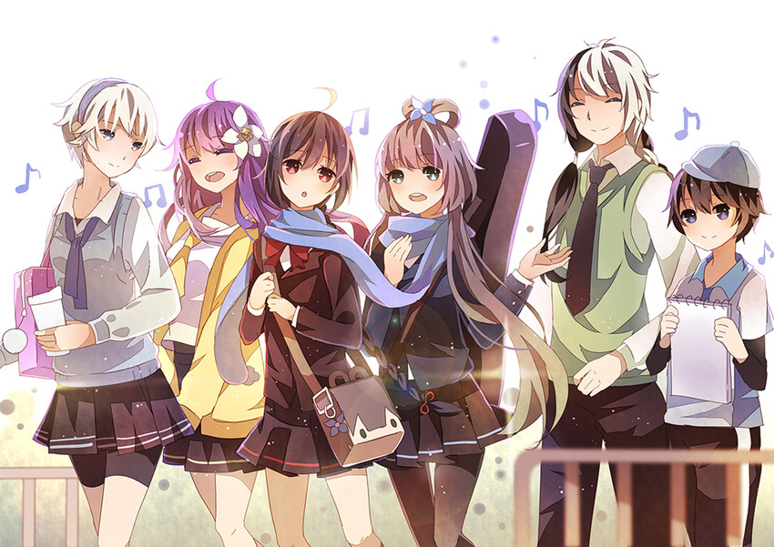 luo tianyi, yuezheng ling, yanhe, zhiyu moke, mo qingxian, and 1 more (vocaloid and 1 more) drawn by xiao_guiling