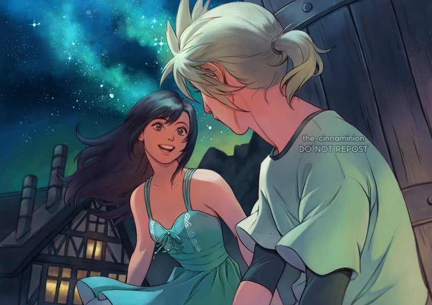 tifa lockhart and cloud strife (final fantasy and 2 more) drawn by thar_chandran