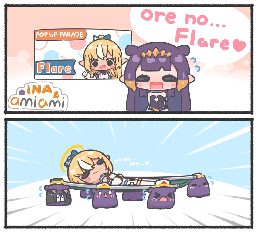 ninomae ina'nis, shiranui flare, and takodachi (hololive and 2 more) drawn by mpien